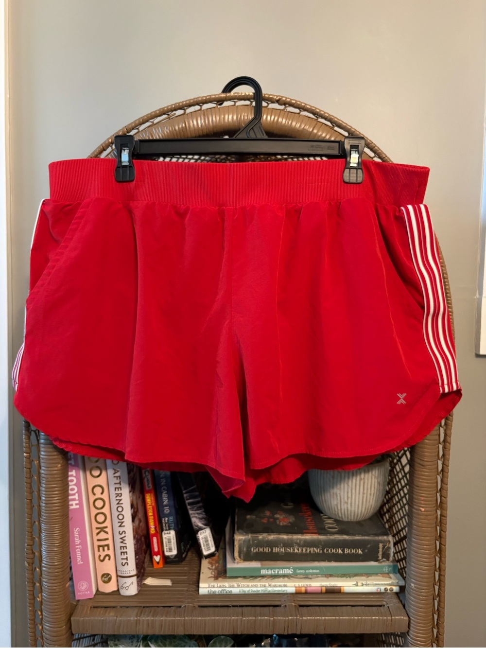 Xersion Red Athletic Shorts with White Side Stripes